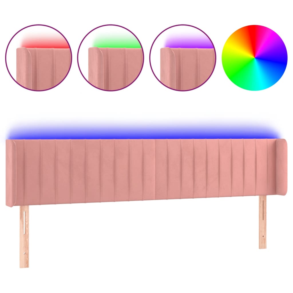 LED uzglavlje ružičasto 203x16x78/88 cm baršunasto