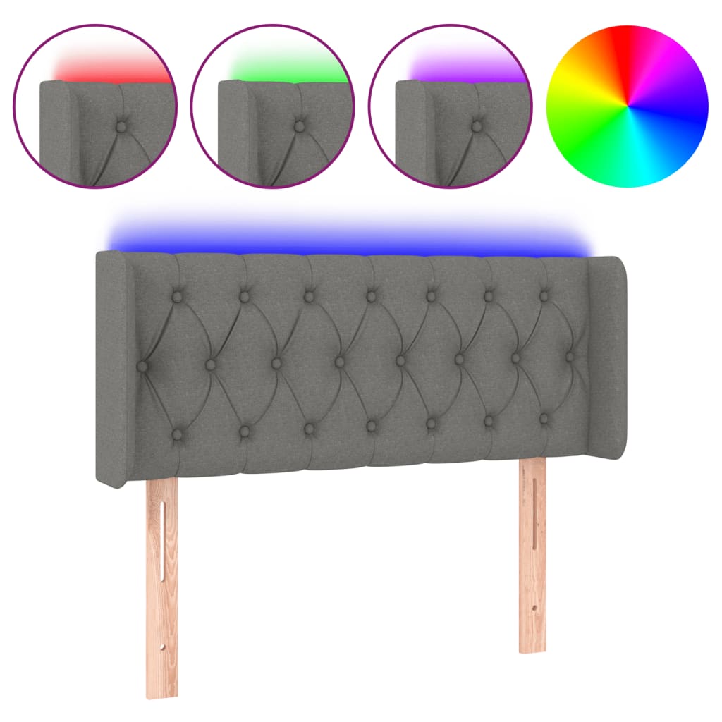 LED uzglavlje tamnosiv 93x16x78/88 cm od tkanine