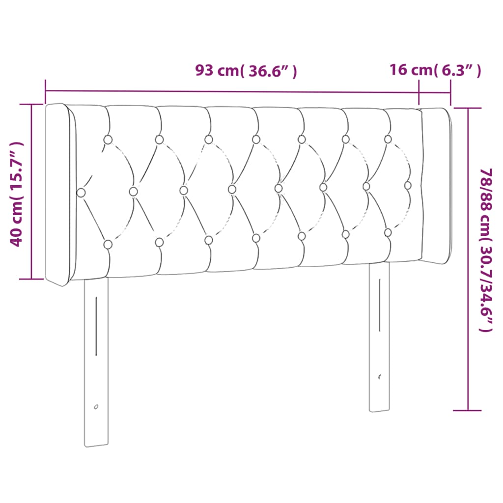 LED uzglavlje tamnosiv 93x16x78/88 cm od tkanine