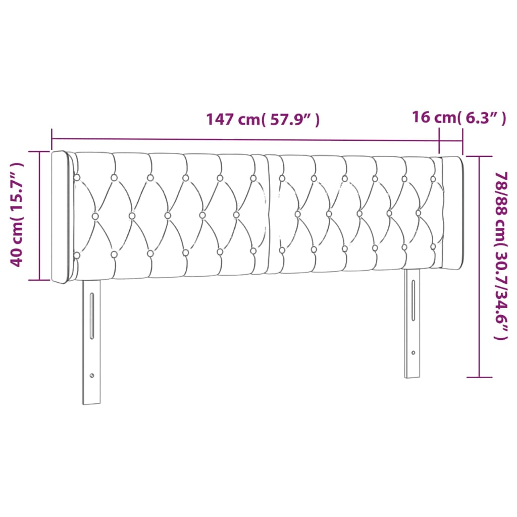 LED uzglavlje plavo 147x16x78/88 cm od tkanine