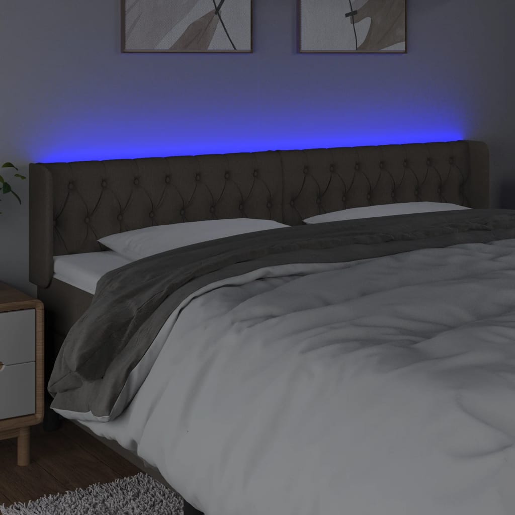 LED uzglavlje smeđesivo 183x16x78/88 cm od tkanine