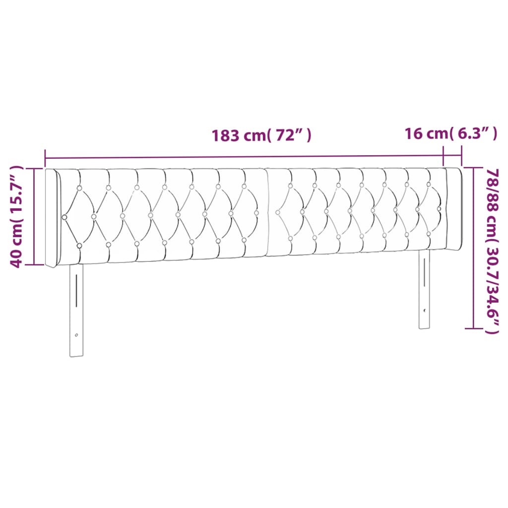 LED uzglavlje smeđesivo 183x16x78/88 cm od tkanine