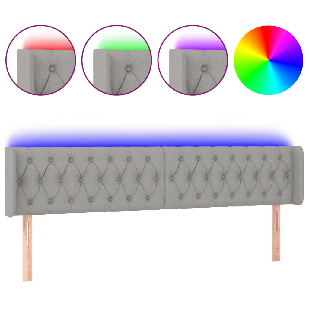 LED uzglavlje svjetlosivo 203x16x78/88 cm od tkanine