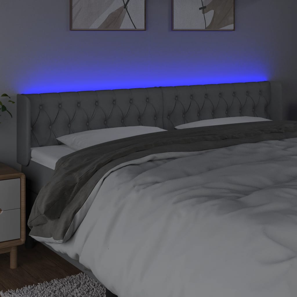 LED uzglavlje svjetlosivo 203x16x78/88 cm od tkanine