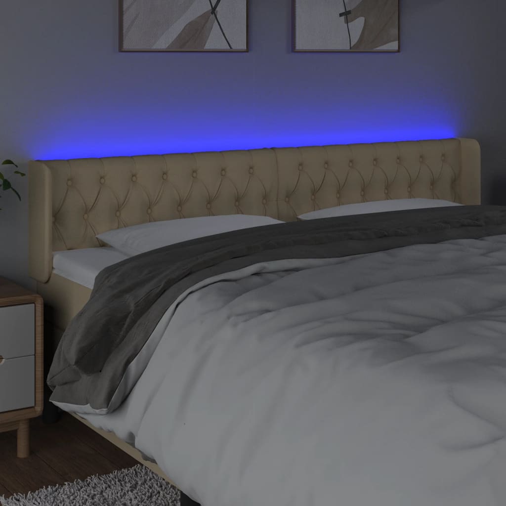 LED uzglavlje krem 203x16x78/88 cm od tkanine