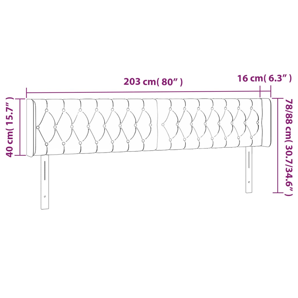 LED uzglavlje krem 203x16x78/88 cm od tkanine