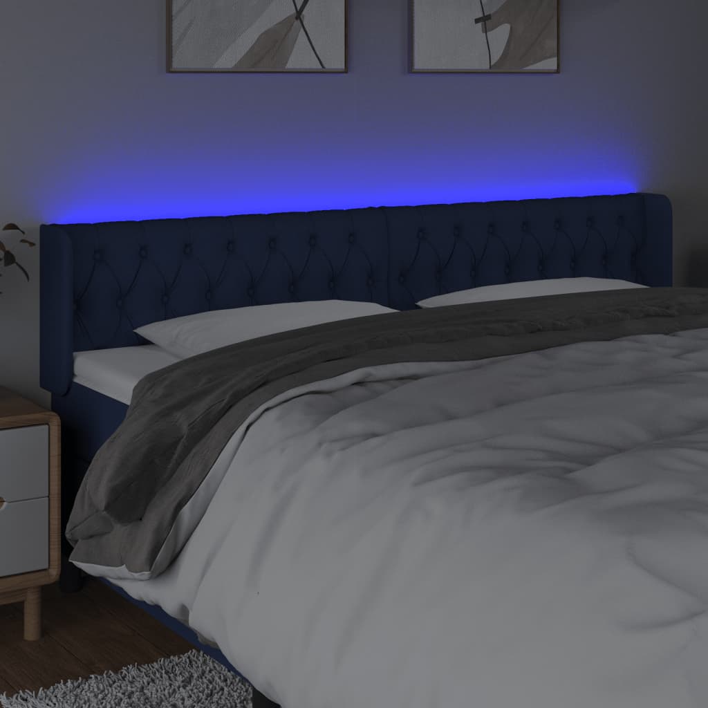 LED uzglavlje plavo 203x16x78/88 cm od tkanine