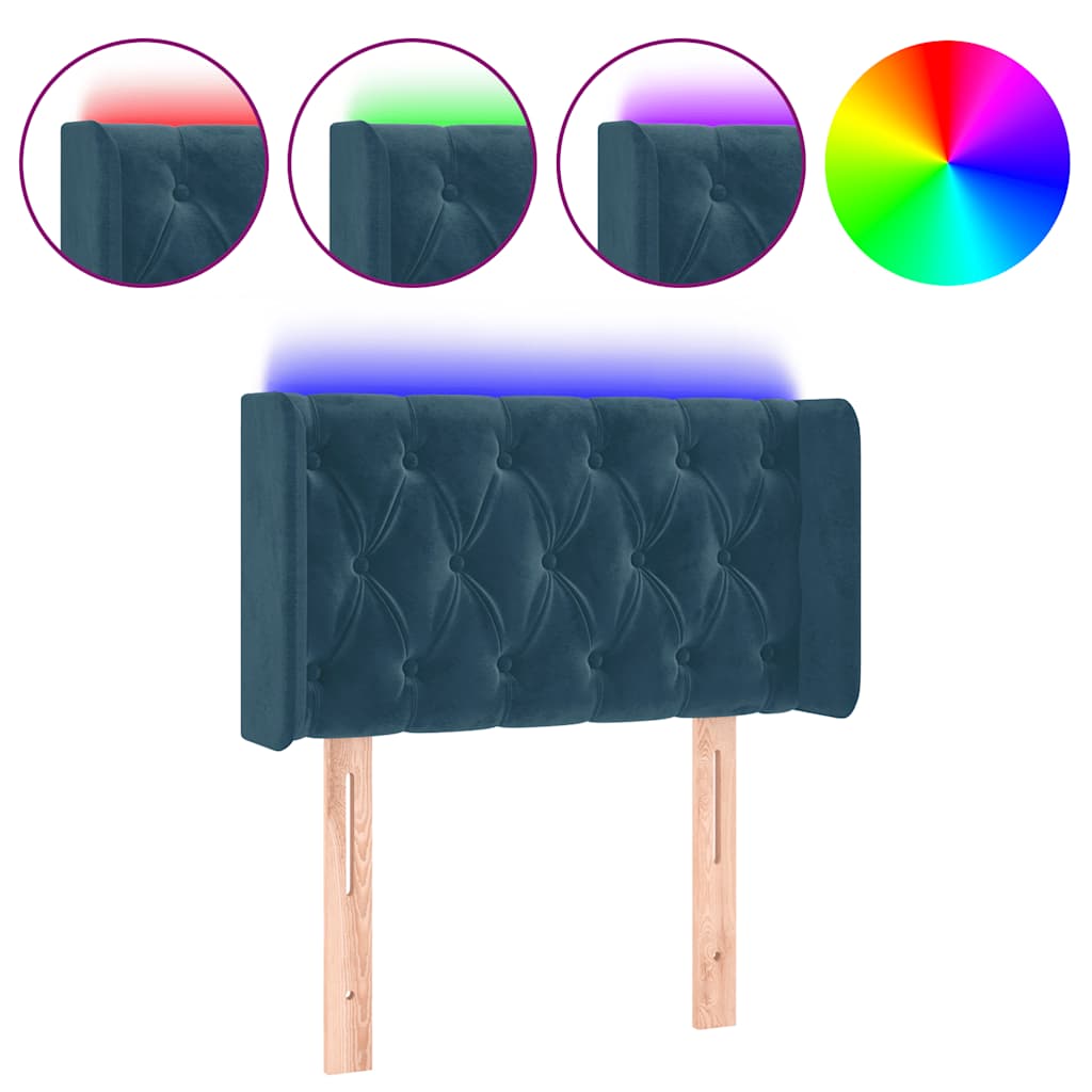 LED uzglavlje tamnoplavo 83x16x78/88 cm baršunasto