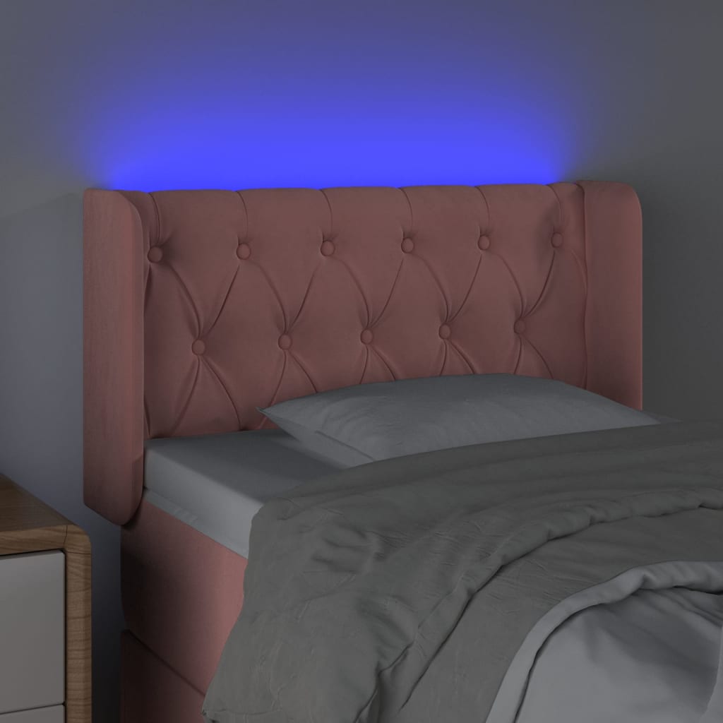 LED uzglavlje ružičasto 83x16x78/88 cm baršunasto