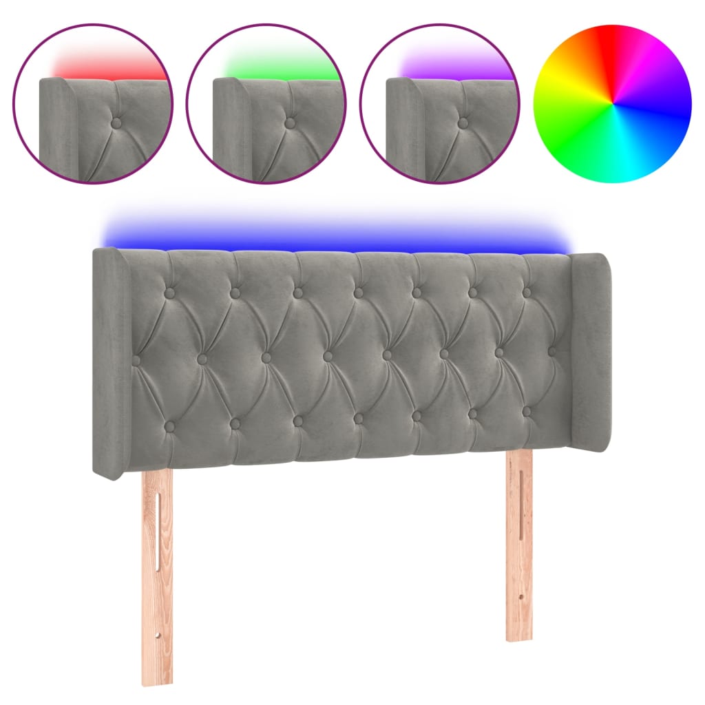 LED uzglavlje svjetlosivo 93x16x78/88 cm baršunasto