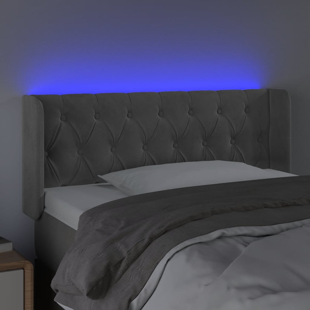 LED uzglavlje svjetlosivo 93x16x78/88 cm baršunasto