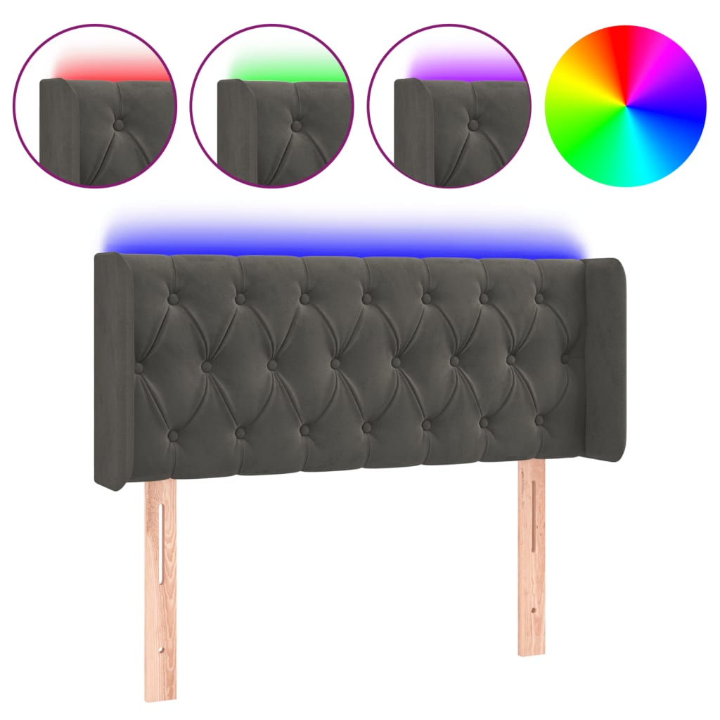LED uzglavlje tamnosiv 93x16x78/88 cm baršunasto