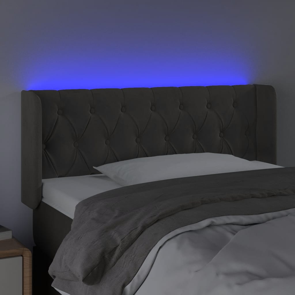 LED uzglavlje tamnosiv 93x16x78/88 cm baršunasto