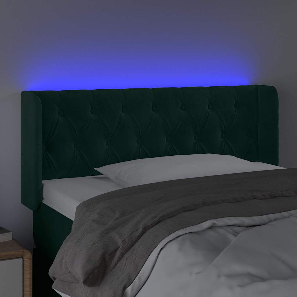 LED uzglavlje tamnozeleno 103x16x78/88 cm baršunasto