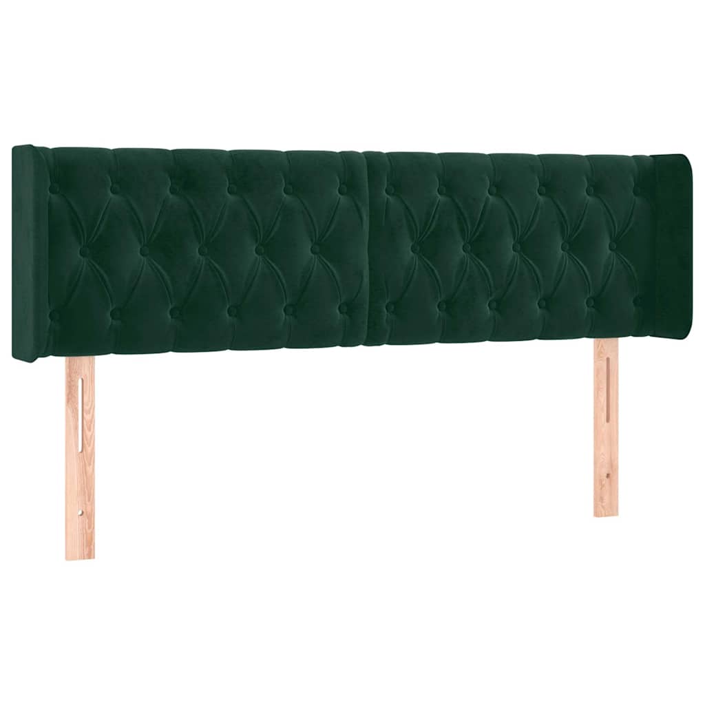 LED uzglavlje tamnozeleno 147x16x78/88 cm baršunasto