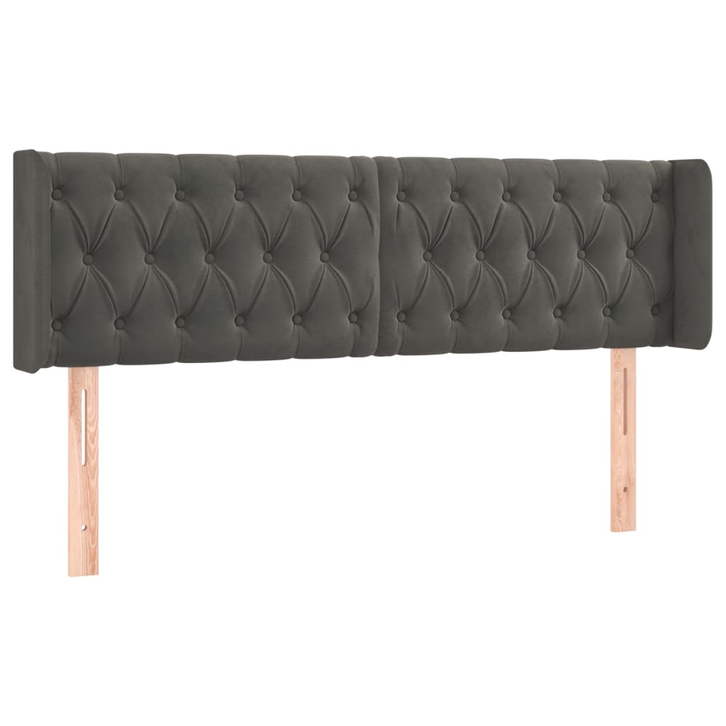 LED uzglavlje tamnosivo 163x16x78/88 cm baršunasto