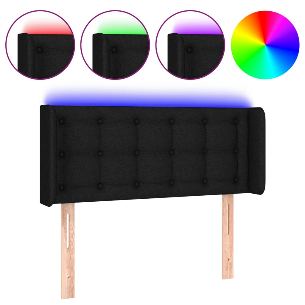 LED uzglavlje crno 93x16x78/88 cm od tkanine