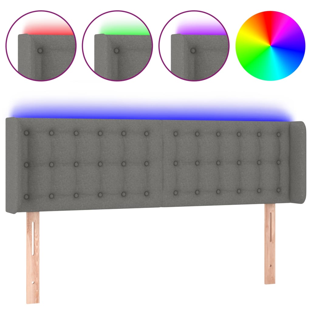 LED uzglavlje tamnosivo 147x16x78/88 cm od tkanine