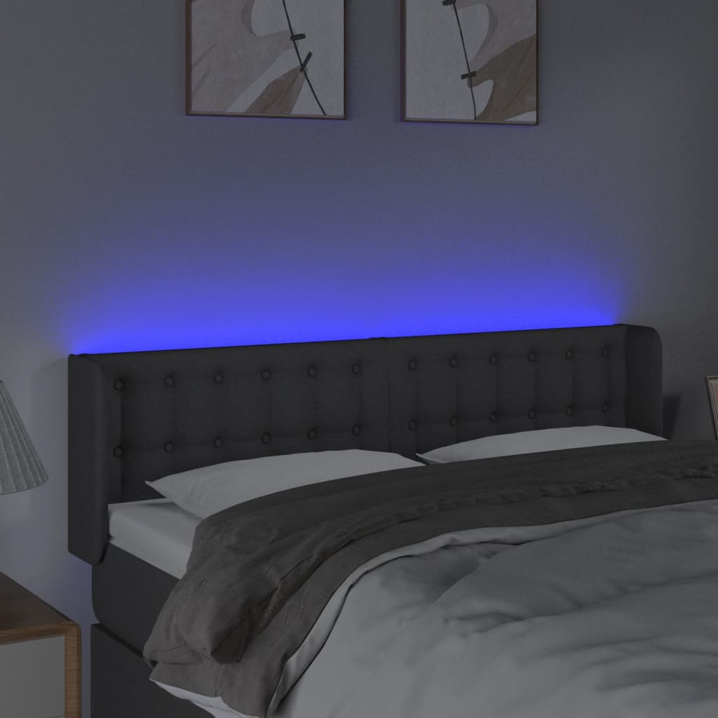 LED uzglavlje tamnosivo 147x16x78/88 cm od tkanine