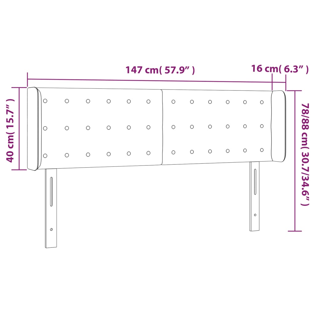 LED uzglavlje tamnosivo 147x16x78/88 cm od tkanine