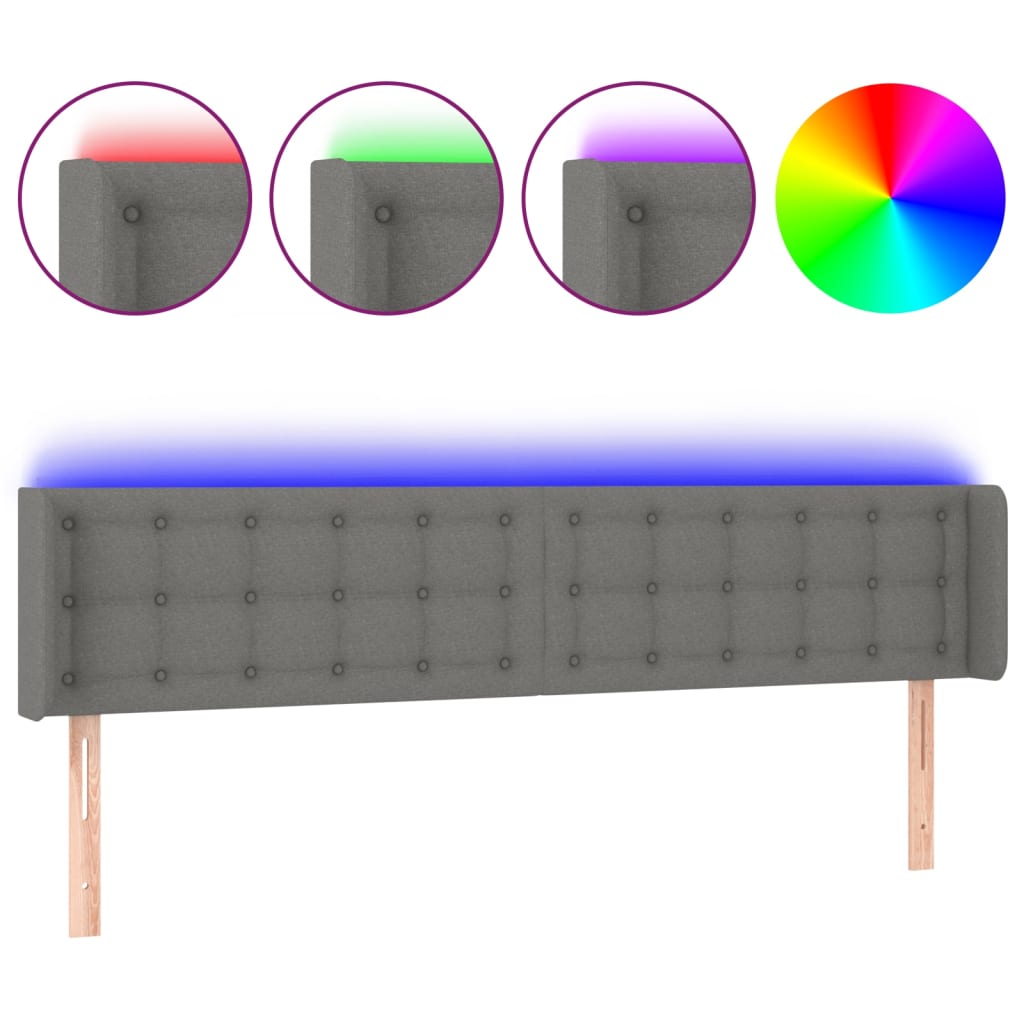 LED uzglavlje tamnosivo 163x16x78/88 cm od tkanine