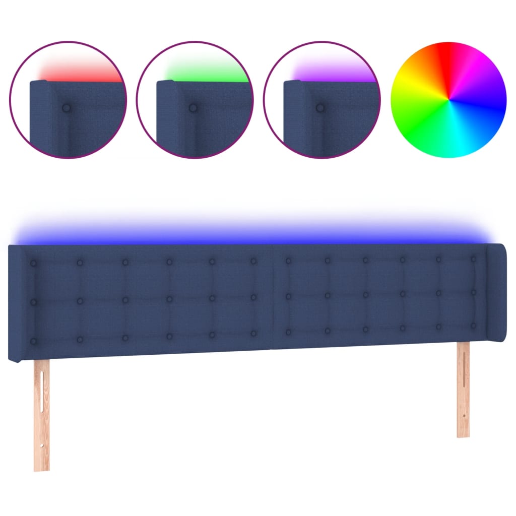 LED uzglavlje plavo 163x16x78/88 cm od tkanine