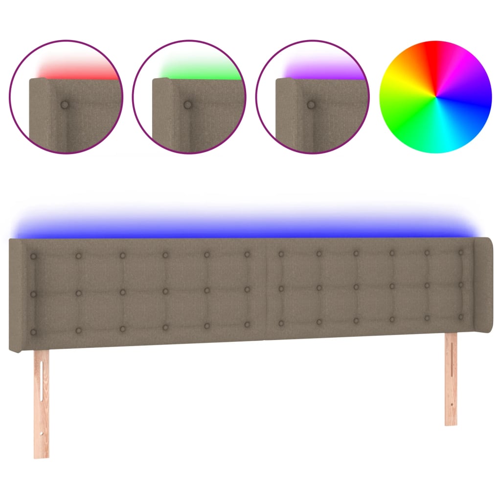 LED uzglavlje smeđesivo 183x16x78/88 cm od tkanine