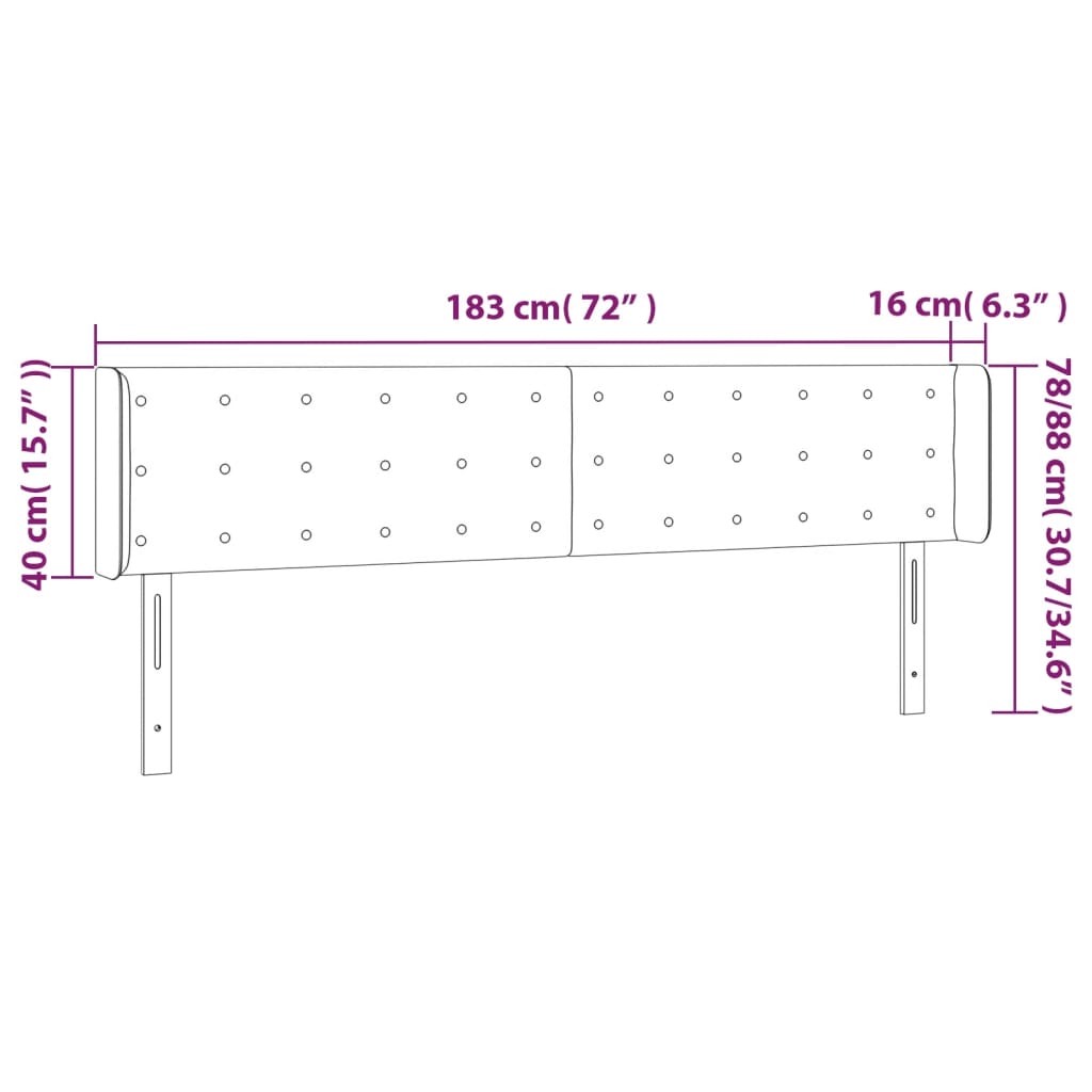 LED uzglavlje smeđesivo 183x16x78/88 cm od tkanine