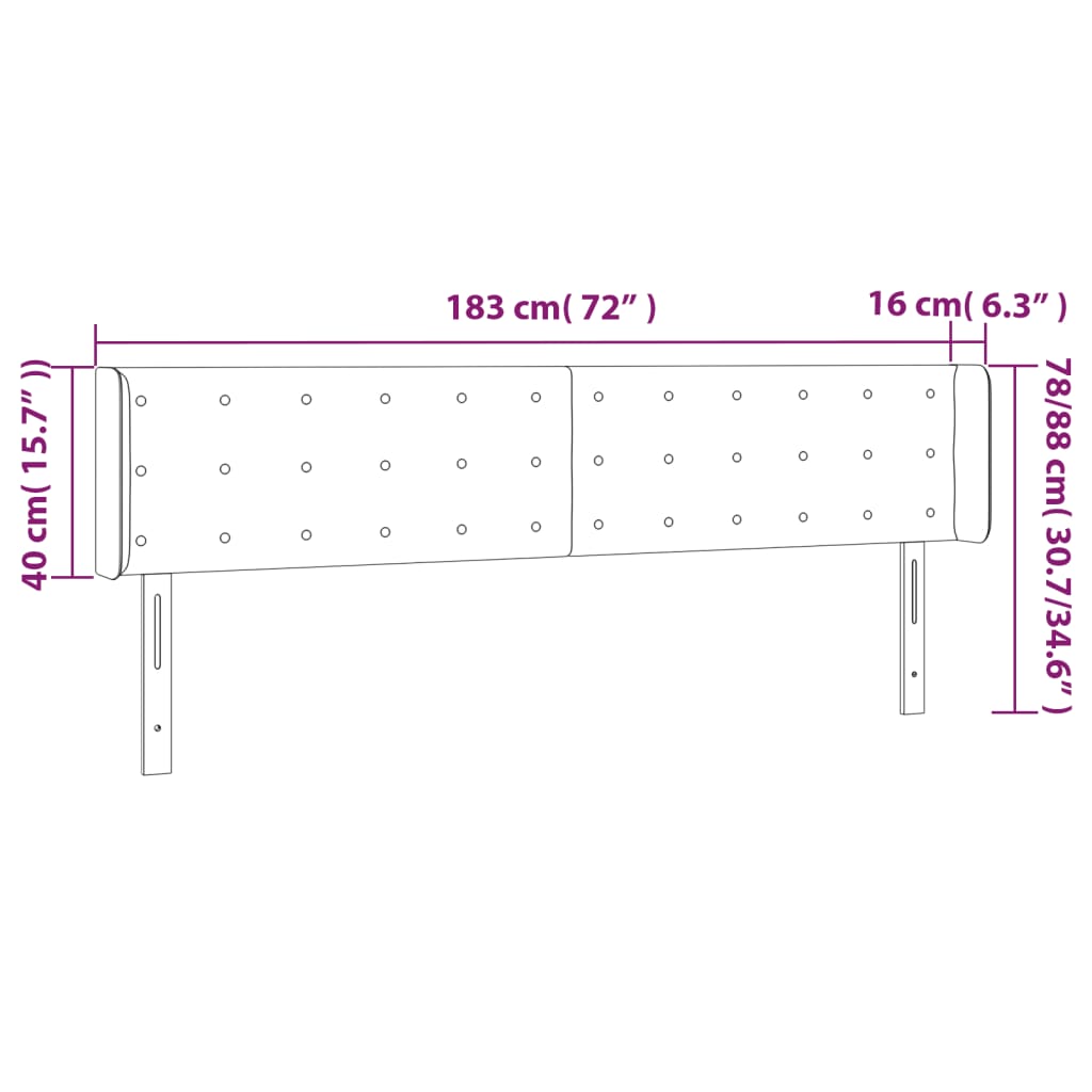 LED uzglavlje plavo 183x16x78/88 cm od tkanine
