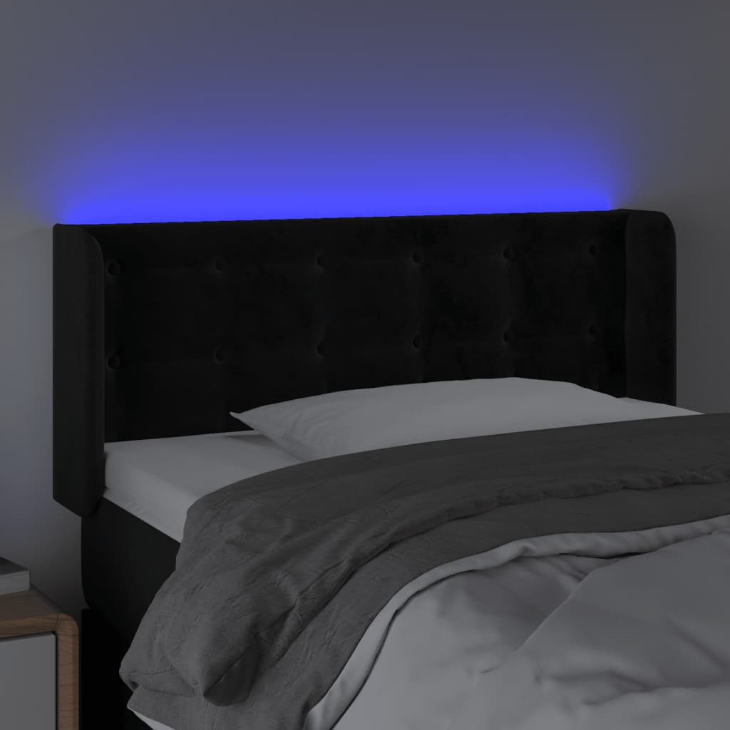 LED uzglavlje crno 103x16x78/88 cm baršunasto