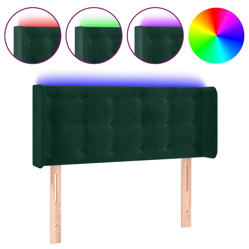 LED uzglavlje tamnozeleno 103x16x78/88 cm baršunasto