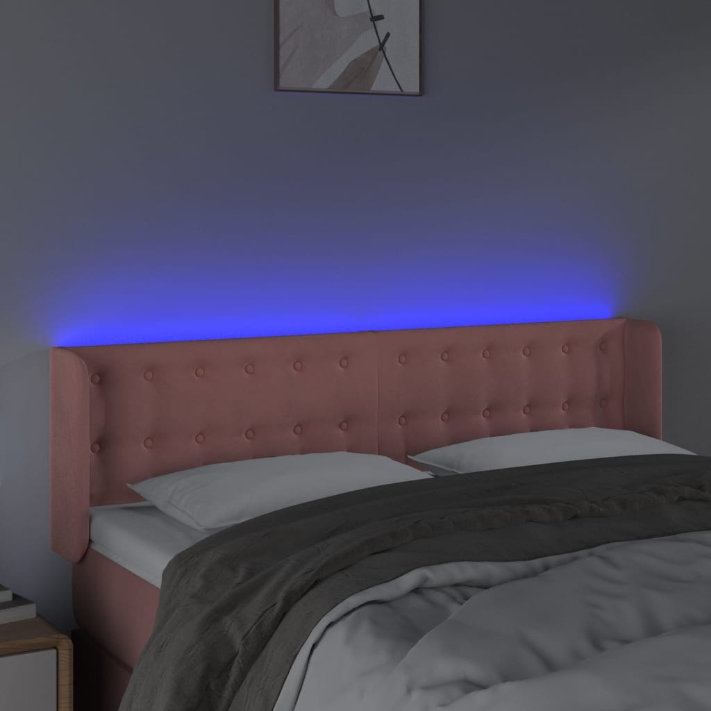 LED uzglavlje ružičasto 147x16x78/88 cm baršunasto
