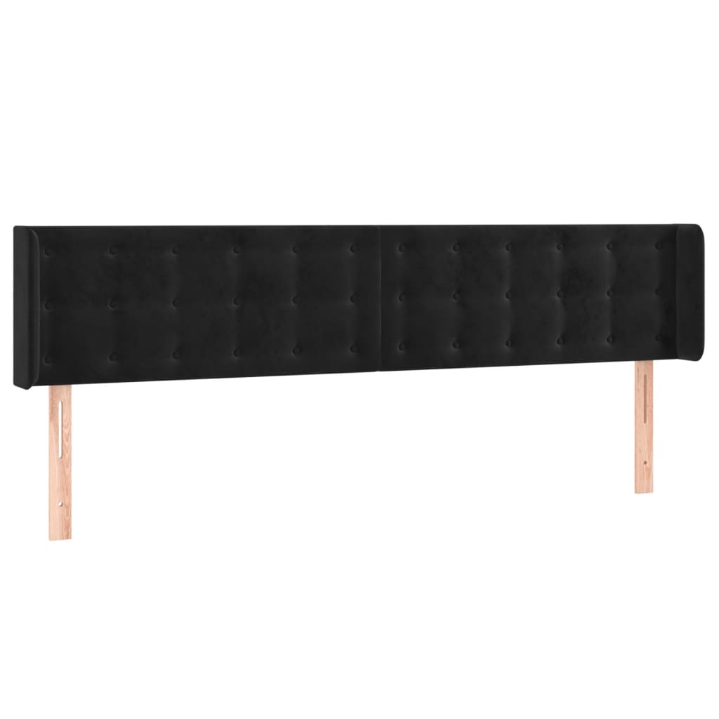 LED uzglavlje crno 163x16x78/88 cm baršunasto