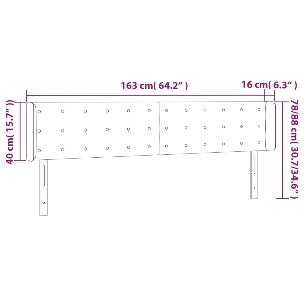 LED uzglavlje crno 163x16x78/88 cm baršunasto