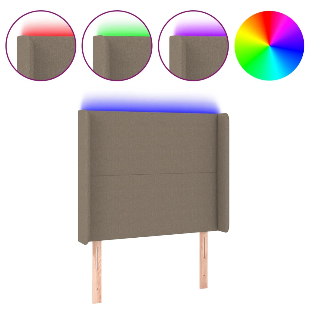 LED uzglavlje smeđesivo 83 x 16 x 118/128 cm od tkanine