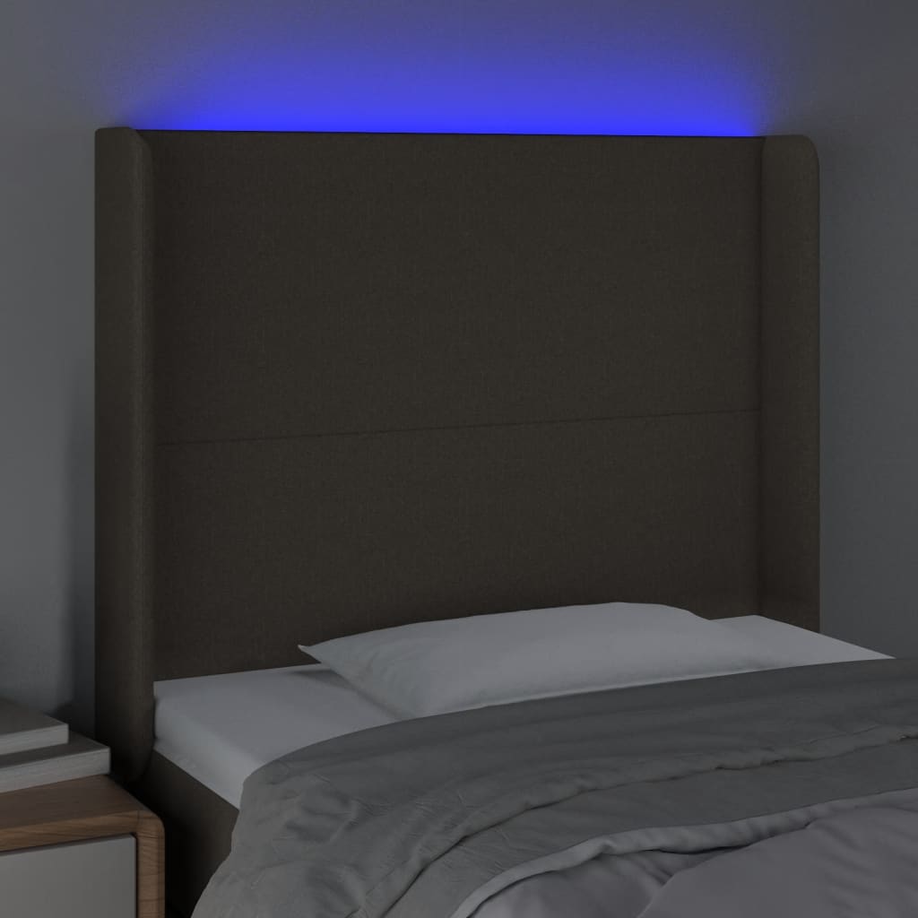 LED uzglavlje smeđesivo 83 x 16 x 118/128 cm od tkanine