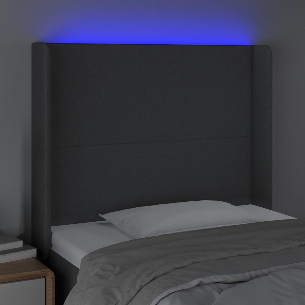 LED uzglavlje tamnosivo 93 x 16 x 118/128 cm od tkanine