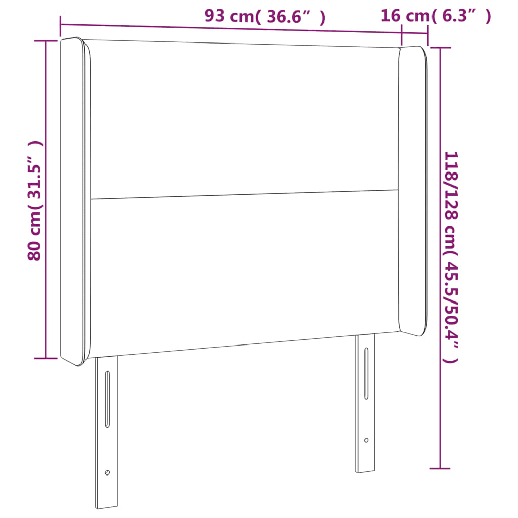 LED uzglavlje tamnosivo 93 x 16 x 118/128 cm od tkanine