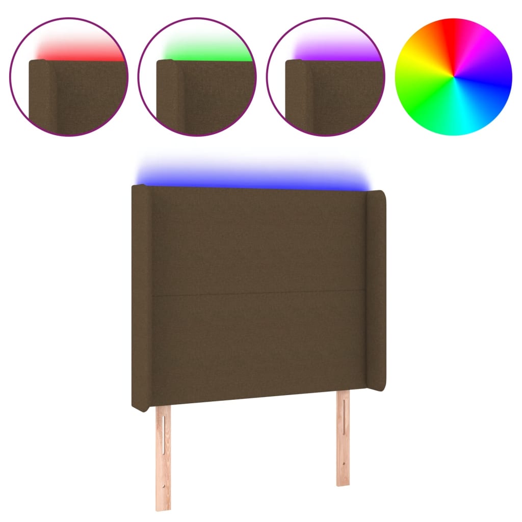 LED uzglavlje tamnosmeđe 93x16x118/128 cm od tkanine