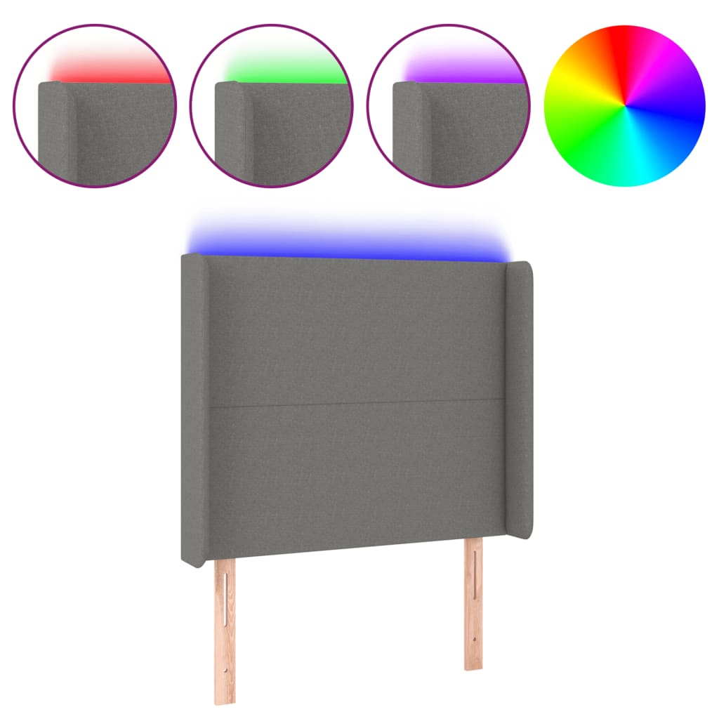 LED uzglavlje crno 103 x 16 x 118/128 cm od tkanine