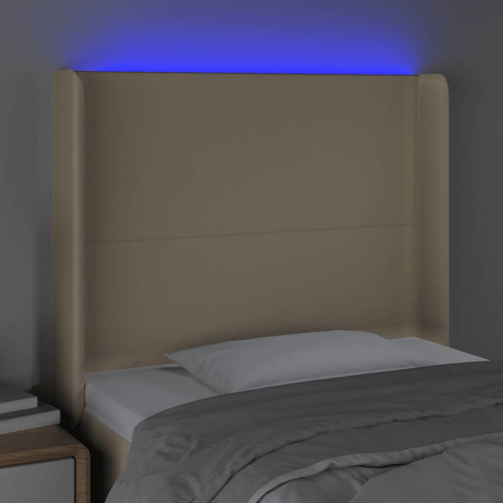 LED uzglavlje krem 103 x 16 x 118/128 cm od tkanine