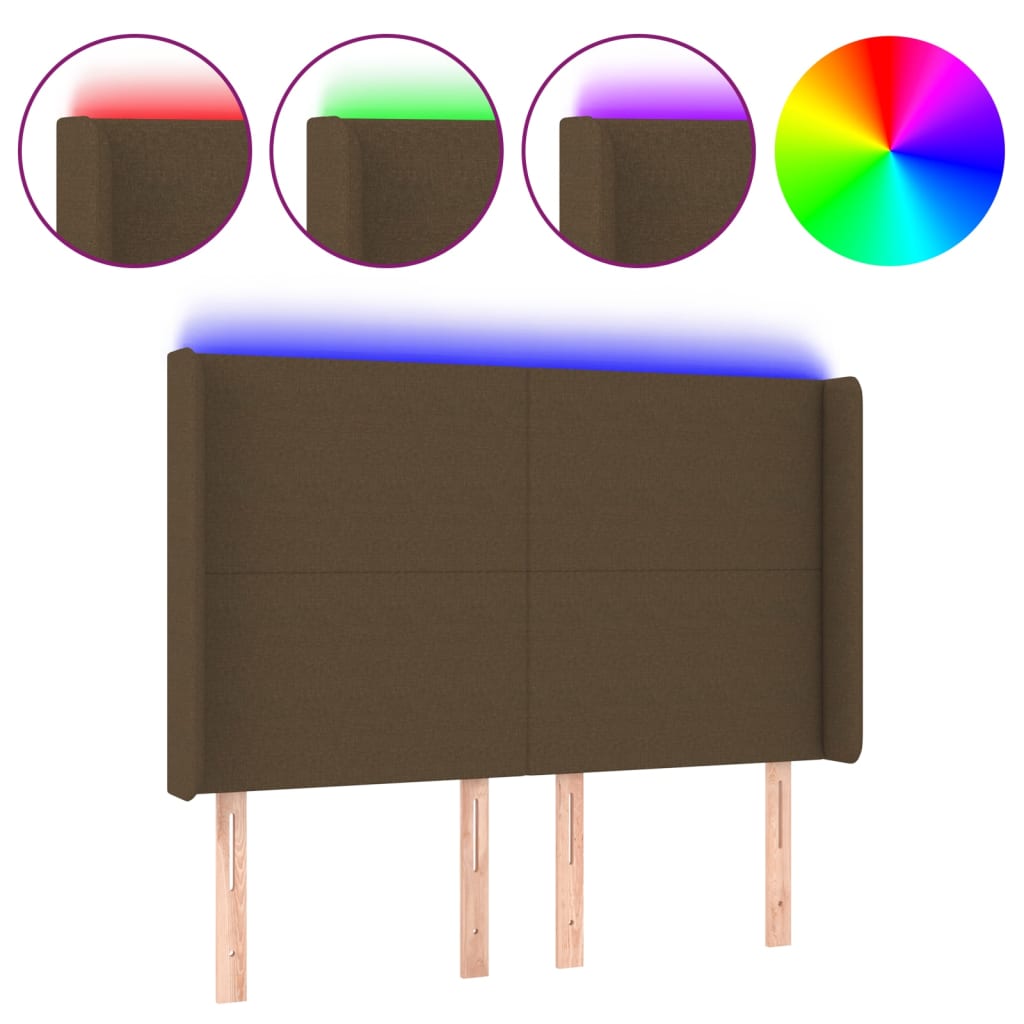 LED uzglavlje tamnosmeđe 147x16x118/128 cm od tkanine
