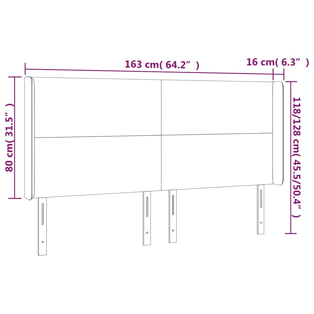 LED uzglavlje smeđesivo 163 x 16 x 118/128 cm od tkanine