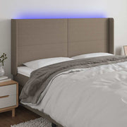 LED uzglavlje smeđesivo 163 x 16 x 118/128 cm od tkanine