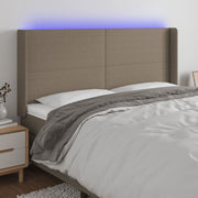 LED uzglavlje smeđesivo 183 x 16 x 118/128 cm od tkanine