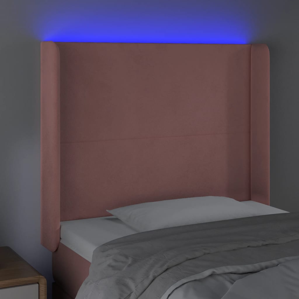 LED uzglavlje ružičasto 93x16x118/128 cm baršunasto
