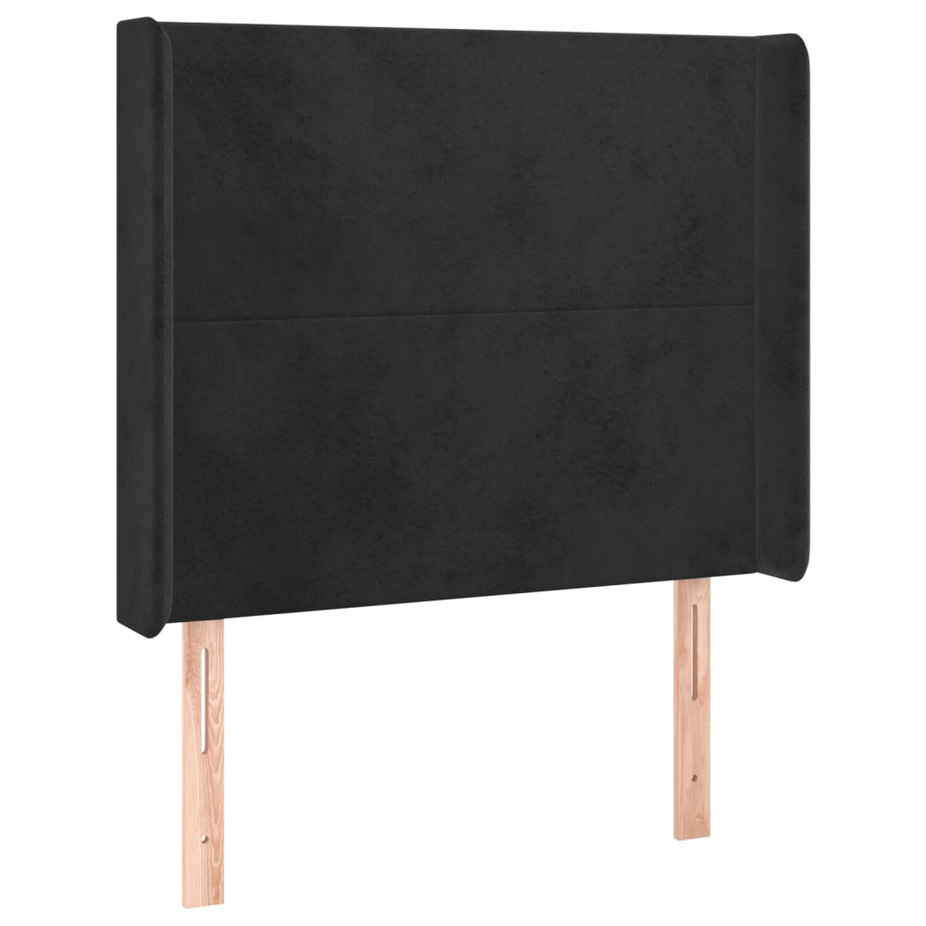 LED uzglavlje crno 103x16x118/128 cm baršunasto