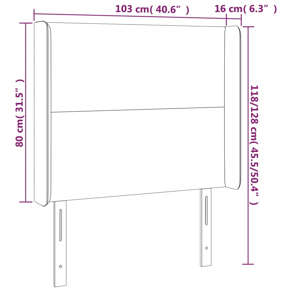 LED uzglavlje crno 103x16x118/128 cm baršunasto