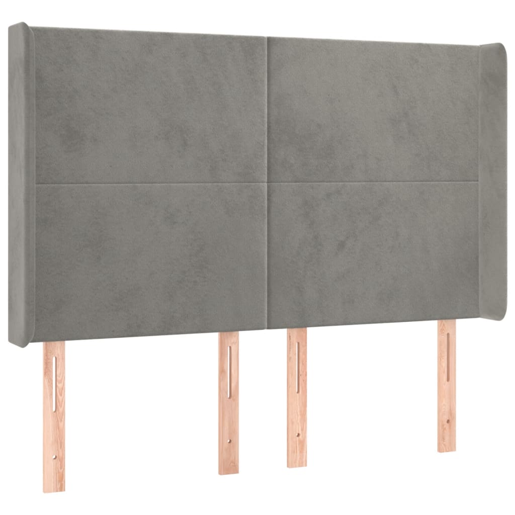 LED uzglavlje svjetlosivo 147 x 16 x 118/128 cm baršunasto