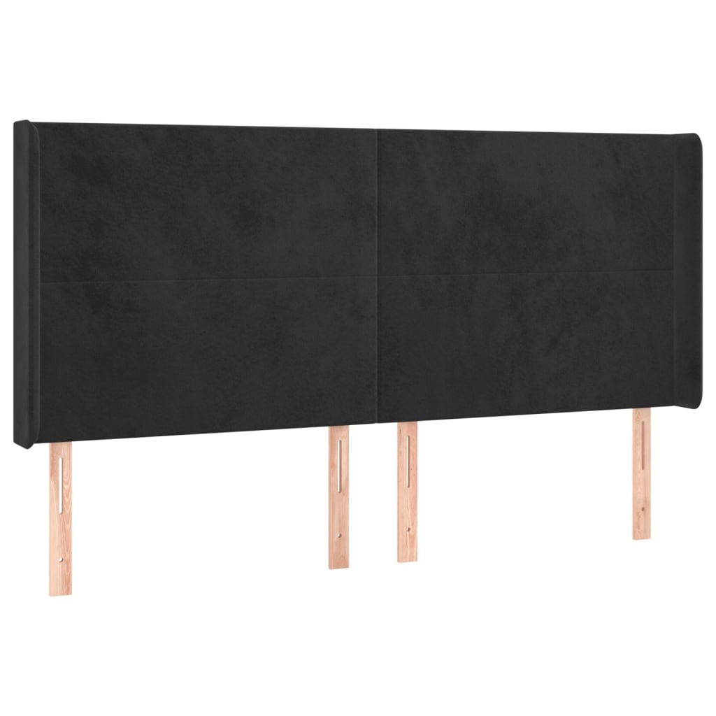 LED uzglavlje crno 163 x 16 x 118/128 cm baršunasto
